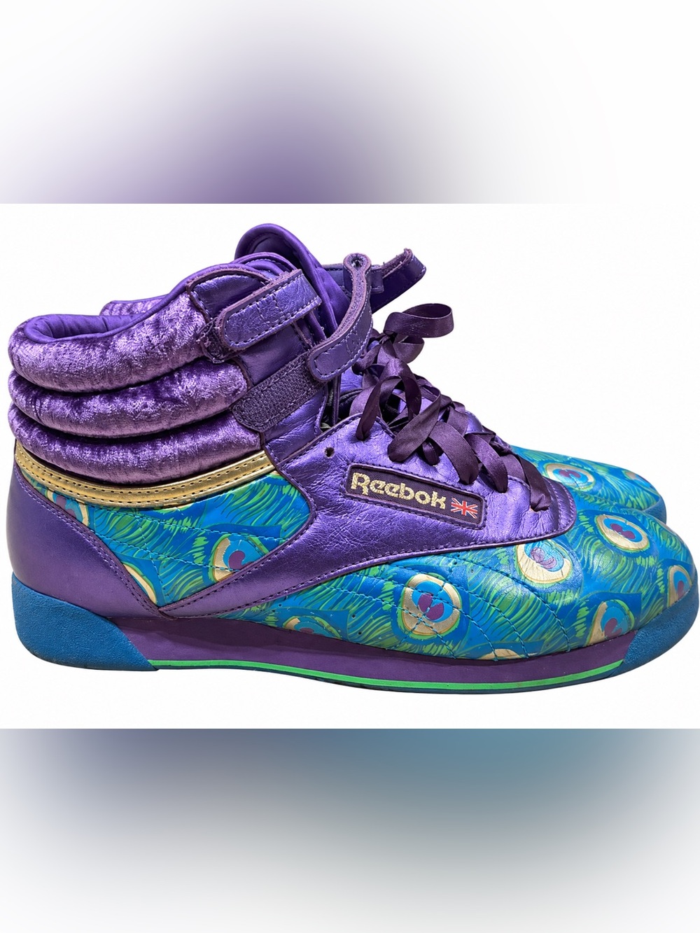 Retro Reebok Freestyle Hi Peacock Purple & Blue Sneakers Limited